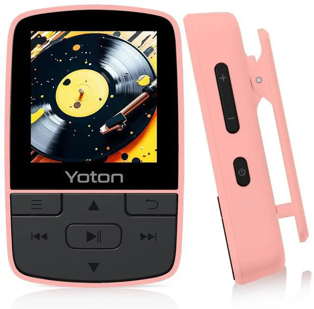 Main image of MP3 Player with Bluetooth 5.2, Expandable to 64GB, HiFi-Music, Mini Size, with Sports Clip, FM Radio, Earphones Included, Pink(No TF Card Included Insert Card to Use)