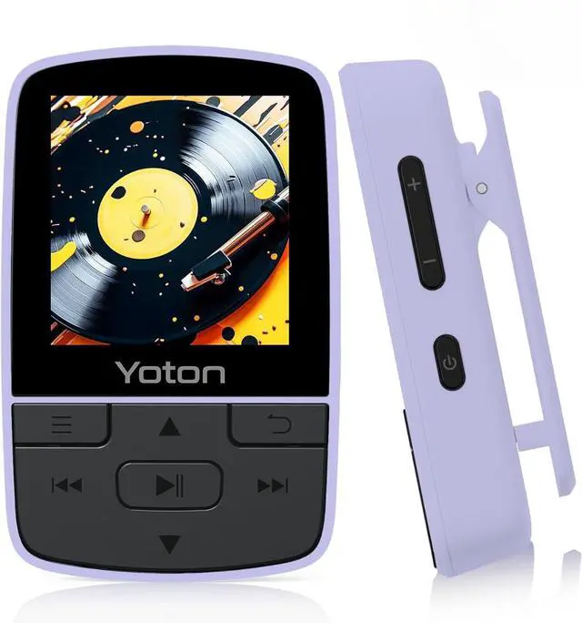 Main image of MP3 Player with Bluetooth 5.2, Expandable to 64GB, Mini Size, HiFi Music, with Sports Clip, FM Radio, Includes Headphones, Purple(No TF Card Included Insert Card to Use)