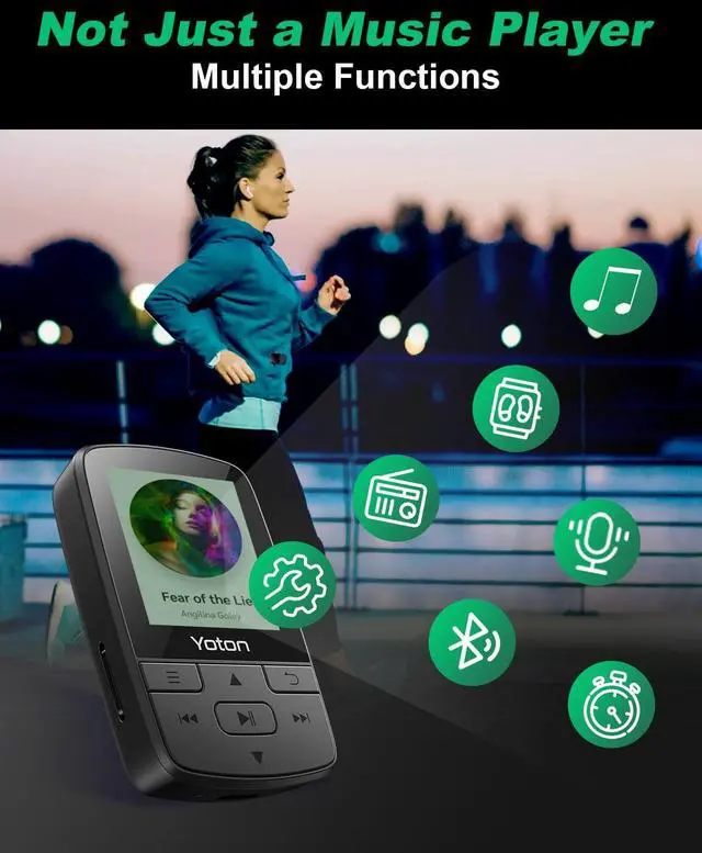 Alt view image 3 of 6 - MP3 Player with Bluetooth 5.2, Hi-Fi Pocket-Sized Music Player, with Sports Clip, Earphones Included(No Built-in Storage No TF Card Included Insert Card to Use)