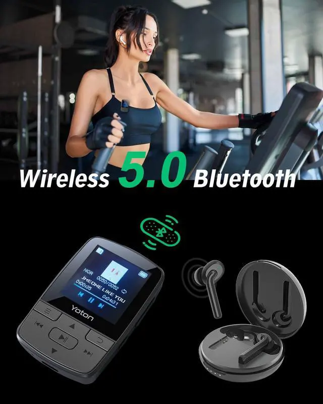 Alt view image 5 of 6 - MP3 Player with Bluetooth 5.2, Hi-Fi Pocket-Sized Music Player, with Sports Clip, Earphones Included(No Built-in Storage No TF Card Included Insert Card to Use)