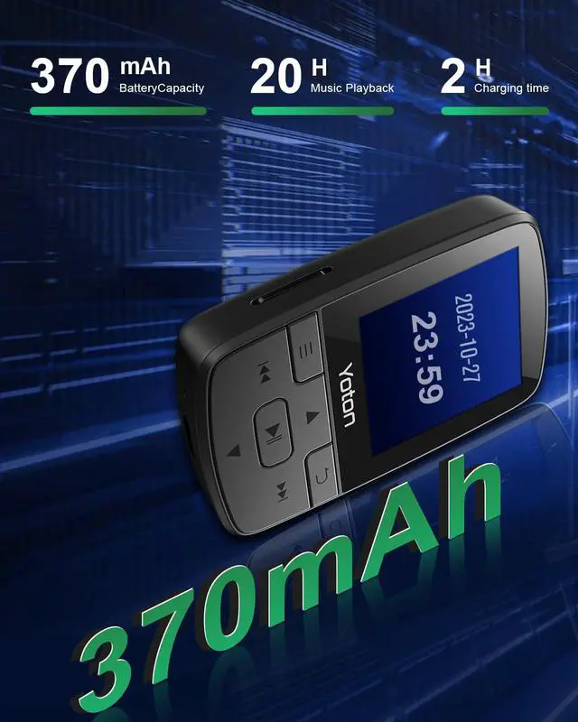 Alt view image 6 of 6 - MP3 Player with Bluetooth 5.2, Hi-Fi Pocket-Sized Music Player, with Sports Clip, Earphones Included(No Built-in Storage No TF Card Included Insert Card to Use)