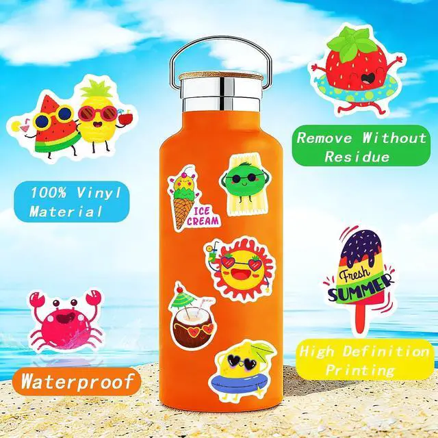 Alt view image 4 of 7 - 300Pcs Summer Stickers for Kids, Waterproof Hawaiian Beach Stickers for Water Bottles Laptop Skateboard Phone, Vinyl Tropical Stickers for Summer Party Favors Supplies Decoration(No Duplicates)