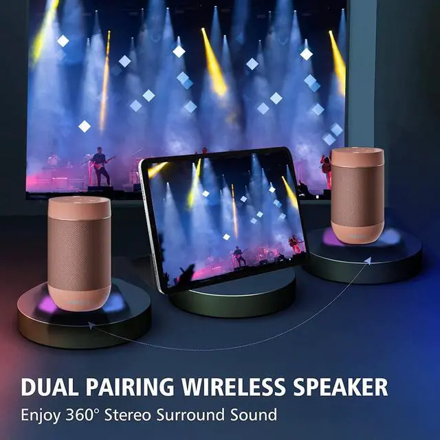 Alt view image 5 of 7 - Bluetooth Speaker, Portable Bluetooth Speakers with Wireless Stereo Pairing, Built in Mic, 360° HD Sound,IP65 Waterproof Speaker,Support TF Card, for Home/Party/Outdoor/Beach,Gift For Men/Women