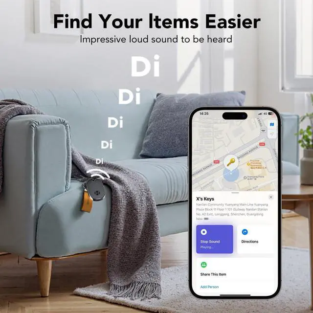 Alt view image 4 of 7 - Tracker Tags-4 Pack, Bluetooth Tracker Works with Apple Find My APP (iOS Only), Keys Finder and Item Locator for Luggage, Backpack, Suitcases, Replaceable Battery, IP67 Waterproof weTag pro