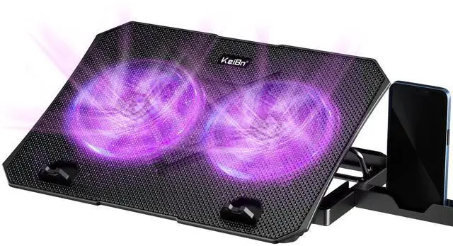 Main image of Upgrade Laptop Cooling Pad, Laptop Cooler 2 Fans for 10-15.6 Inch Laptops, 5 Height Stands, 2 USB Ports (S039-Purple)
