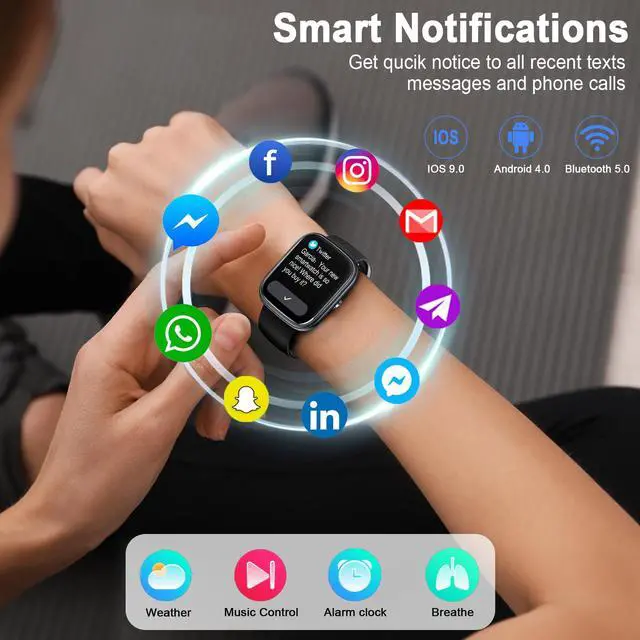 Alt view image 2 of 7 - Smart Watch for Men Women (Answer/Make Calls), 1.91"HD Smartwatch Heart Rate/Sleep Monitor/Pedometer/Calories, 2026 New Fitness Watch with 113+ Sport Modes, IP68 Waterproof for Android iOS Black