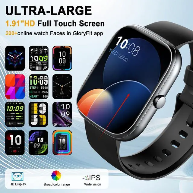 Alt view image 4 of 7 - Smart Watch for Men Women (Answer/Make Calls), 1.91"HD Smartwatch Heart Rate/Sleep Monitor/Pedometer/Calories, 2026 New Fitness Watch with 113+ Sport Modes, IP68 Waterproof for Android iOS Black