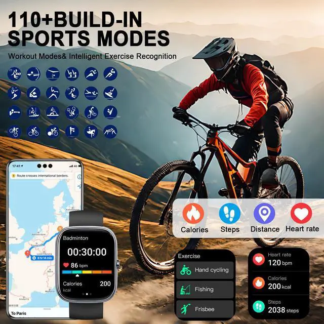 Alt view image 5 of 7 - Smart Watch for Men Women (Answer/Make Calls), 1.91"HD Smartwatch Heart Rate/Sleep Monitor/Pedometer/Calories, 2026 New Fitness Watch with 113+ Sport Modes, IP68 Waterproof for Android iOS Black