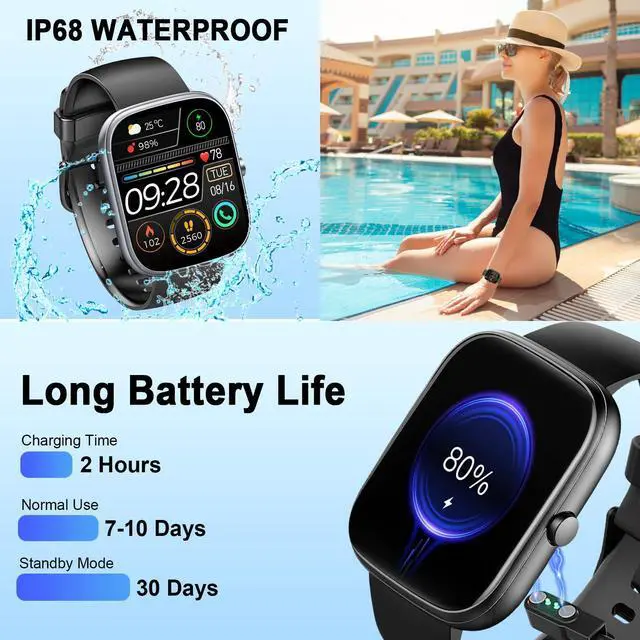 Alt view image 6 of 7 - Smart Watch for Men Women (Answer/Make Calls), 1.91"HD Smartwatch Heart Rate/Sleep Monitor/Pedometer/Calories, 2026 New Fitness Watch with 113+ Sport Modes, IP68 Waterproof for Android iOS Black