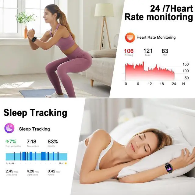 Alt view image 7 of 7 - Smart Watch for Men Women (Answer/Make Calls), 1.91"HD Smartwatch Heart Rate/Sleep Monitor/Pedometer/Calories, 2026 New Fitness Watch with 113+ Sport Modes, IP68 Waterproof for Android iOS Black