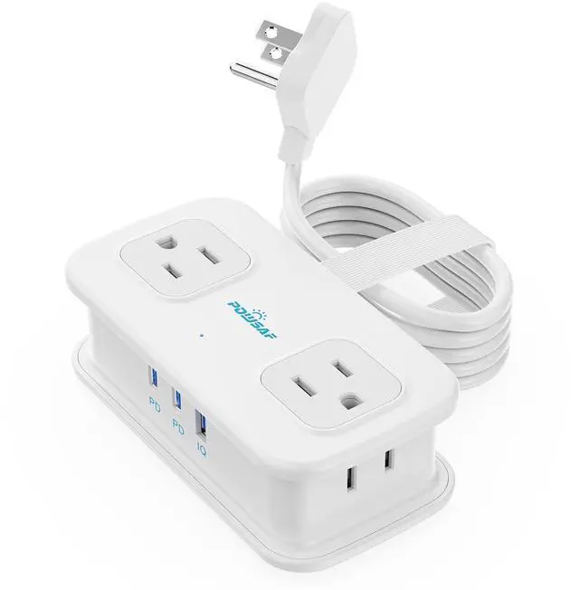 Main image of Cruise Essentials, 4 Ft Travel Power Strip with 4 Outlets and 3 USB Ports (2 USB C), Non Surge Protector for Cruise Ship, Travel Essentials, Home Office, ETL Listed, White