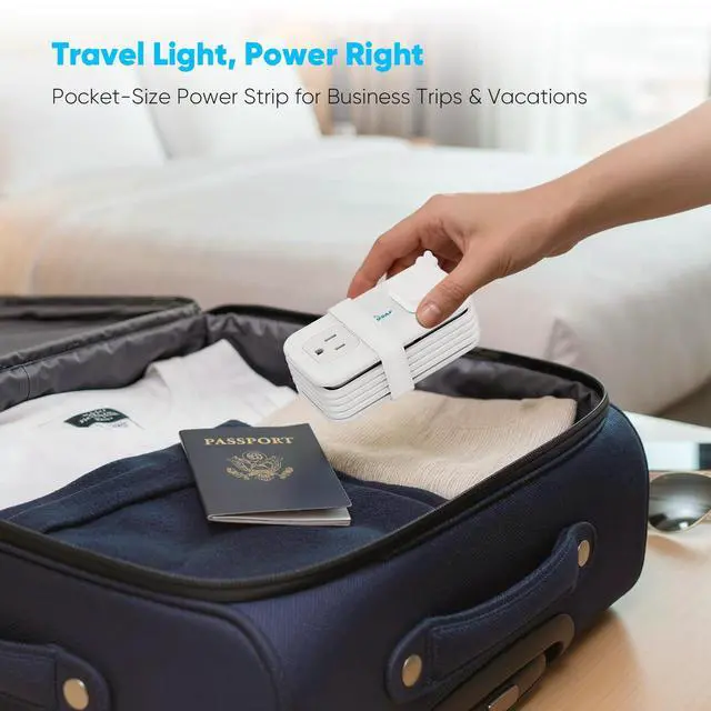 Alt view image 5 of 6 - Cruise Essentials, 4 Ft Travel Power Strip with 4 Outlets and 3 USB Ports (2 USB C), Non Surge Protector for Cruise Ship, Travel Essentials, Home Office, ETL Listed, White