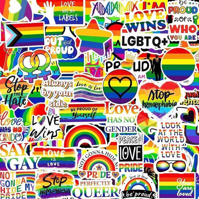 Main image of 300PCS Gay Pride Stickers for LGBTQ, Waterproof Rainbow Stickers Pride Stuff Accessories Celebration for Parades Water Bottle Laptop Skateboard Phone Month Decorations(Non-Repetitive)