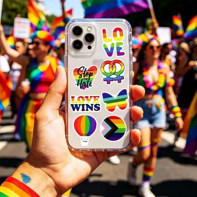 Alt view image 7 of 7 - 300PCS Gay Pride Stickers for LGBTQ, Waterproof Rainbow Stickers Pride Stuff Accessories Celebration for Parades Water Bottle Laptop Skateboard Phone Month Decorations(Non-Repetitive)