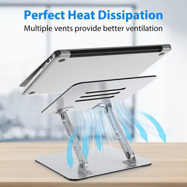 Alt view image 4 of 7 - Laptop Stand for Desk, Adjustable Laptop Riser, Metal Foldable Computer Stand Holder Portable Notebook Mount, Ventilated Cooling Printer Stand Compatible with 10-15.6 Laptops