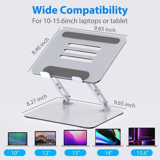 Alt view image 5 of 7 - Laptop Stand for Desk, Adjustable Laptop Riser, Metal Foldable Computer Stand Holder Portable Notebook Mount, Ventilated Cooling Printer Stand Compatible with 10-15.6 Laptops