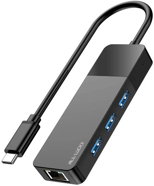 Main image of ALL-LUCKY USB to Ethernet Adapter, 4 in 1 USB C to Ethernet Adapter Hub with 3×USB 3.0 Ports, 1000Mbps Network HUB for MacBook, Dell XPS, Surface, HP Laptops (for USB-C Phones & iPad)