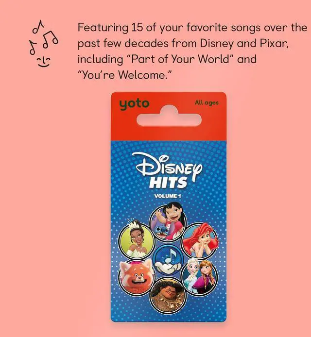 Alt view image 2 of 7 - Disney Hits - Kids Audio Card for Use with Player & Mini Allin1 Audio Player, ScreenFree Listening with Fun Festive Music for Playtime Travel & Holiday Parties, All Ages