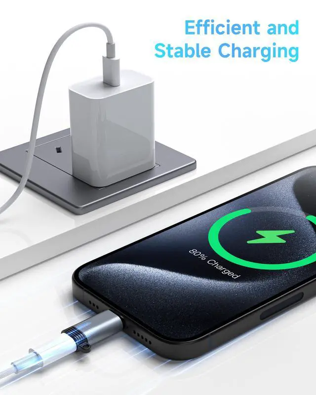 Alt view image 3 of 6 - 4 Pack Lightning to USB C Adapter for iPhone 17 Air 16 16e 15 Pro Max Plus, iPad, Galaxy - NOT for Headphones/Microphone/OTG/iPencil, USB Type C to Lightning Adapter ONLY for Charging/Data Sync