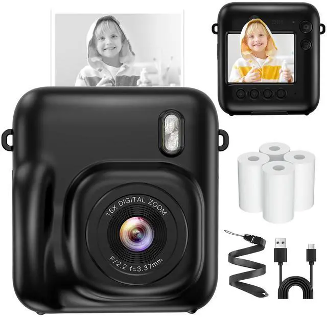 Main image of Instant Camera, 1080P Kids Camera for Girls Boys Christmas Birthday Gifts, Dual-Lens Instant Print Digital Cameras for Kids Teens Toddle, 4 Rolls Print Paper, Toy for Age 4-12 Years (Black)