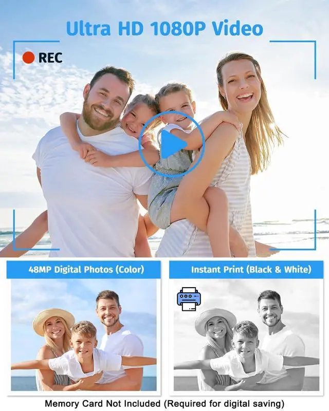 Alt view image 4 of 7 - Instant Camera, 1080P Kids Camera for Girls Boys Christmas Birthday Gifts, Dual-Lens Instant Print Digital Cameras for Kids Teens Toddle, 4 Rolls Print Paper, Toy for Age 4-12 Years (Black)