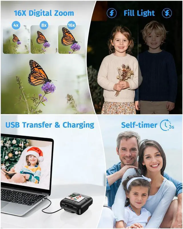 Alt view image 6 of 7 - Instant Camera, 1080P Kids Camera for Girls Boys Christmas Birthday Gifts, Dual-Lens Instant Print Digital Cameras for Kids Teens Toddle, 4 Rolls Print Paper, Toy for Age 4-12 Years (Black)