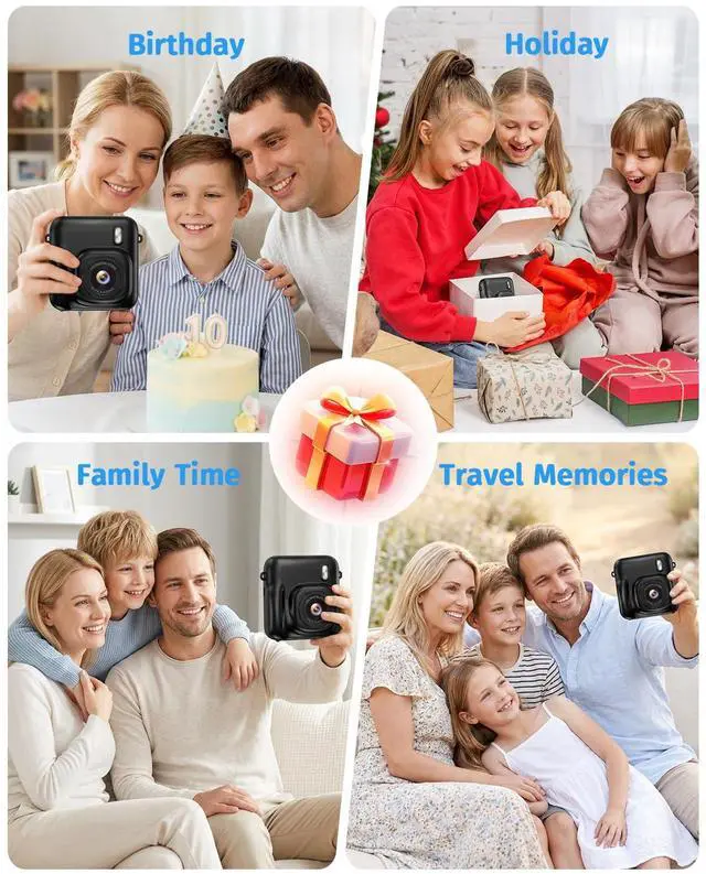 Alt view image 7 of 7 - Instant Camera, 1080P Kids Camera for Girls Boys Christmas Birthday Gifts, Dual-Lens Instant Print Digital Cameras for Kids Teens Toddle, 4 Rolls Print Paper, Toy for Age 4-12 Years (Black)