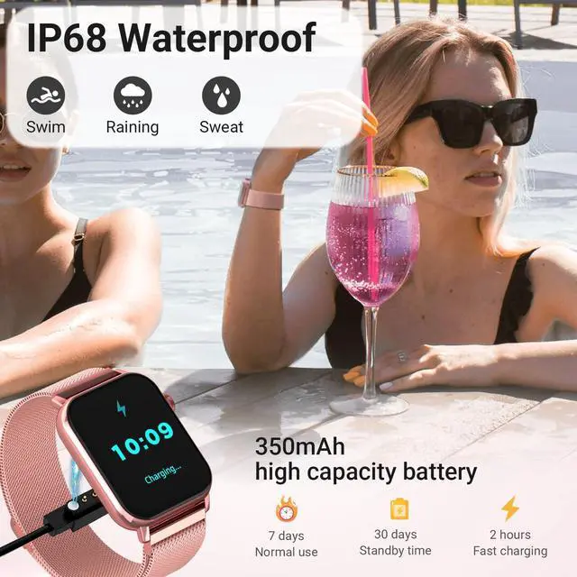 Alt view image 5 of 7 - Smart Watches for Women, 1.83'' HD Fitness Tracker with Answer/Make Calls, Heart Rate/Sleep/SpO2 Monitor, 120+ Sport Modes, IP68 Waterproof, Compatible iPhone/Samsung/Android Rose Pink