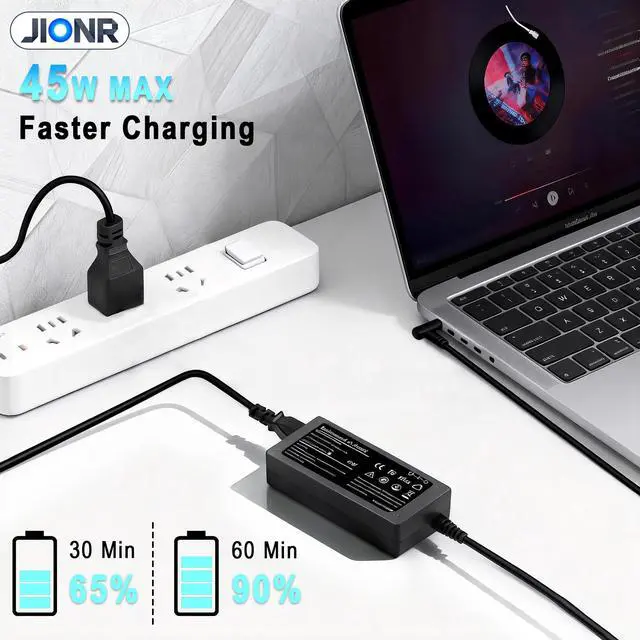 Alt view image 3 of 7 - 45W Laptop Charger Replacement for HP Laptop Charger Elitebook x360 Pavilion Spectre Chromebook Envy Elite x2 Computer Travel Smart Blue Tip Power Adapter