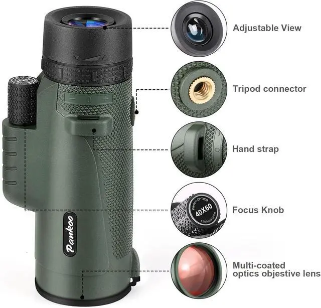 Alt view image 2 of 7 - 40X60 Monocular Telescope with Smartphone Holder & Upgraded Tripod, 2024 BAK4 Prism FMC Monoculars for Adults, HD Monocular Scope for Bird Watching Hiking Concert Camping Travelling