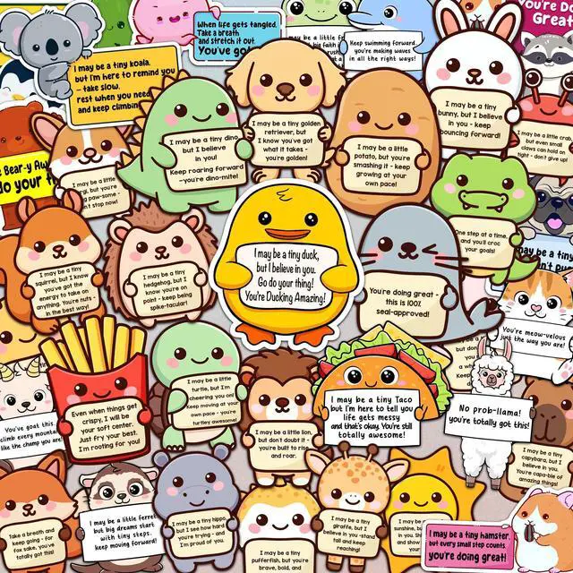 Main image of 200PCS Emotional Support Animal Stickers by Affirmation Sticker Pack for Adults or Kids Cute Inspirational Buddies for Water Bottles, Laptops, Phones, Positive Quote Vinyl
