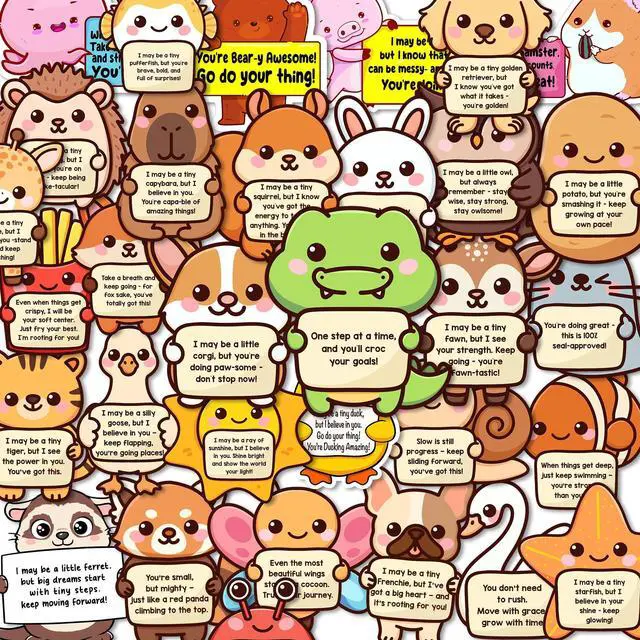 Alt view image 2 of 7 - 200PCS Emotional Support Animal Stickers by Affirmation Sticker Pack for Adults or Kids Cute Inspirational Buddies for Water Bottles, Laptops, Phones, Positive Quote Vinyl