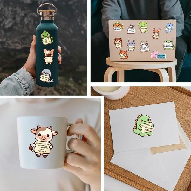 Alt view image 3 of 7 - 200PCS Emotional Support Animal Stickers by Affirmation Sticker Pack for Adults or Kids Cute Inspirational Buddies for Water Bottles, Laptops, Phones, Positive Quote Vinyl