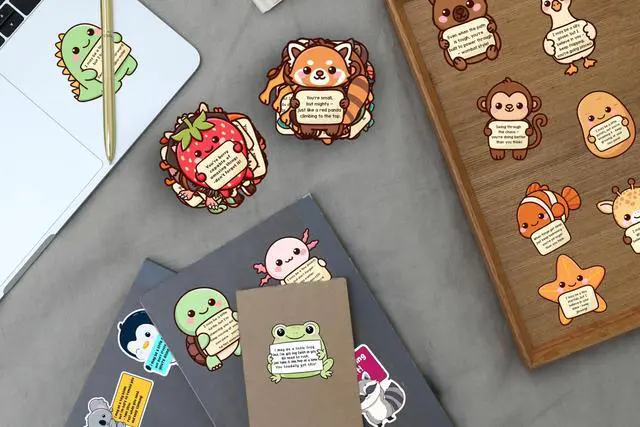 Alt view image 6 of 7 - 200PCS Emotional Support Animal Stickers by Affirmation Sticker Pack for Adults or Kids Cute Inspirational Buddies for Water Bottles, Laptops, Phones, Positive Quote Vinyl
