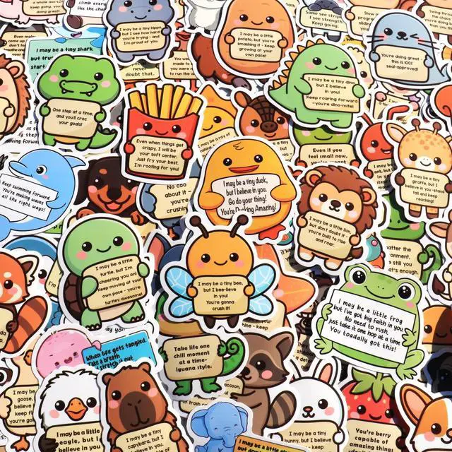 Alt view image 7 of 7 - 200PCS Emotional Support Animal Stickers by Affirmation Sticker Pack for Adults or Kids Cute Inspirational Buddies for Water Bottles, Laptops, Phones, Positive Quote Vinyl