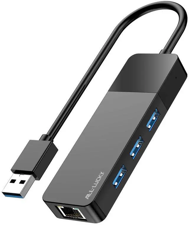 Main image of ALL-LUCKY USB Hub with Ethernet Adapter, 4-in-1 USB 3.0 Gigabit Network Hub (1000Mbps, 3×USB 3.0 + RJ45), Plug and Play for Laptop/PC/MacBook/Surface Pro/Dell XPS/HP, Windows/Mac OS/Chrome OS