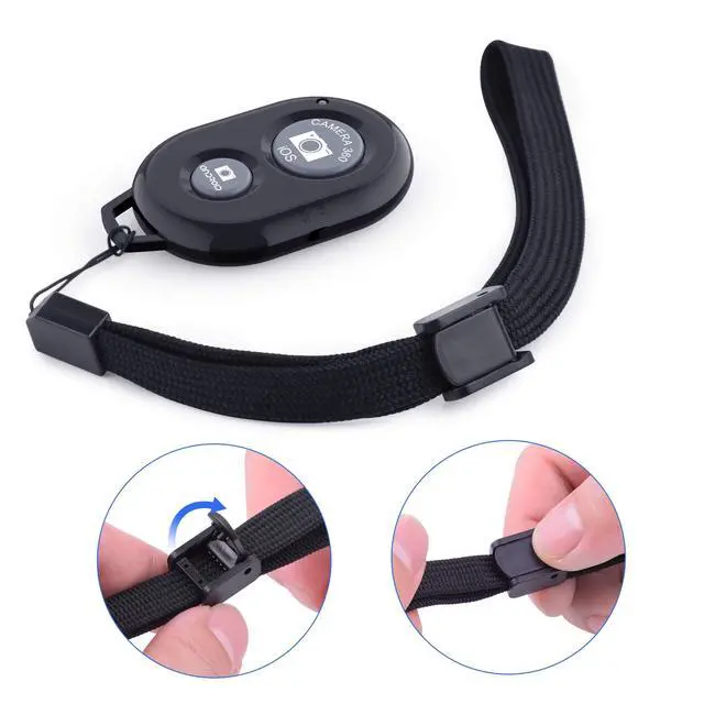 Alt view image 6 of 7 - Wireless Camera Remote Shutter for Smartphones (2 Pack), Wireless Phone Camera Remote Control Compatible with iPhone/Android Cell Phone - Wrist Strap Included Black&Blue