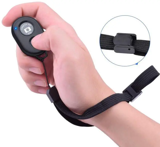 Alt view image 7 of 7 - Wireless Camera Remote Shutter for Smartphones (2 Pack), Wireless Phone Camera Remote Control Compatible with iPhone/Android Cell Phone - Wrist Strap Included Black&Blue