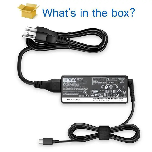 Alt view image 7 of 7 - Charger Compatible with Lenovo Laptop Computer 65W 45W USB C Fast Power Adapter