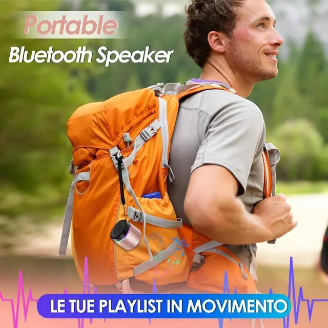 Alt view image 7 of 7 - Portable Bluetooth Speaker, Mini Speakers with RGB Ligths, 12 Hours Playtime, Buit in Microphone, Metal Cover, Small Blue Tooth Speaker with Lound Stereo Sound for Bike/Bedroom/Office(Pink)