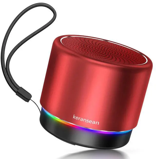 Main image of Portable Bluetooth Speaker, Mini Speakers with RGB Ligths, 12 Hours Playtime, Metal Cover, Buit in Microphone, Small Blue Tooth Speaker with Lound Stereo Sound for Bike/Bedroom/Office(Red)