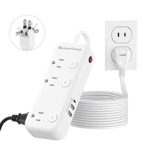 Main image of 2 Prong Power Strip - 2 Prong to 3 Prong Outlet Adapter, 2 Prong Extension Cord with USB C, Surge Protector 1875W with 6 Outlets 3 USB, Three Prong Adapter 5ft, Wall Mount, Non Grounded, Old House