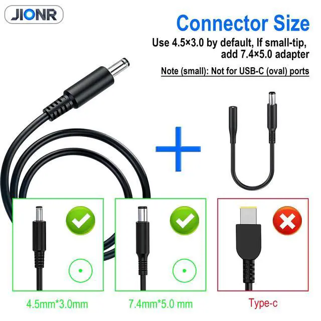 Alt view image 3 of 7 - 65W Laptop Charger Compatible with Dell Inspiron 15 14 13 11 16 17 15-7000 15-5000 15-3000 17-7000 17-5000 17-3000 13-7000 11-3000 2 in 1,3558 3181 5100 5535 5555 5559 5567 XPS 9350 9360 Power Cord
