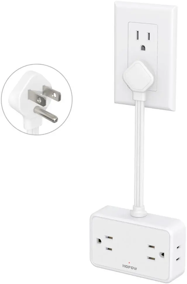 Main image of Flat Plug Extension Cord, 0.5Ft Short Power Strip with 4 Outlets & 4 USB Ports(2 USB C), No Surge Protector for Cruise Ship, Multiple Outlet Small Power Strip for Home Office Travel