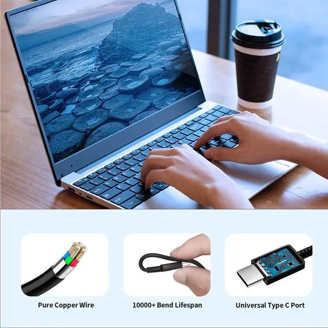 Alt view image 2 of 7 - 45W USB C Laptop Charger Compatible with HP Chromebook X360 14 14-ca051wm 14-ca091wm 14-ca0061dx 14a-nf0099nr 14a-na0226nr and More Chromebook Charger Type C Fast Charging Power Adapter