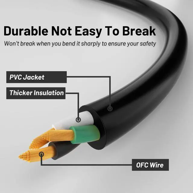 Alt view image 6 of 7 - 3 Prong AC Power Cord Cable 3ft 10 Amps 125 Volts 18AWG, NEMA 5-15P to C13, Black PC Power Cable for TV, Computer, Monitor, Printer,PlayStation, HP, Dell, Lenovo, Apple, Asus-ETL Listed
