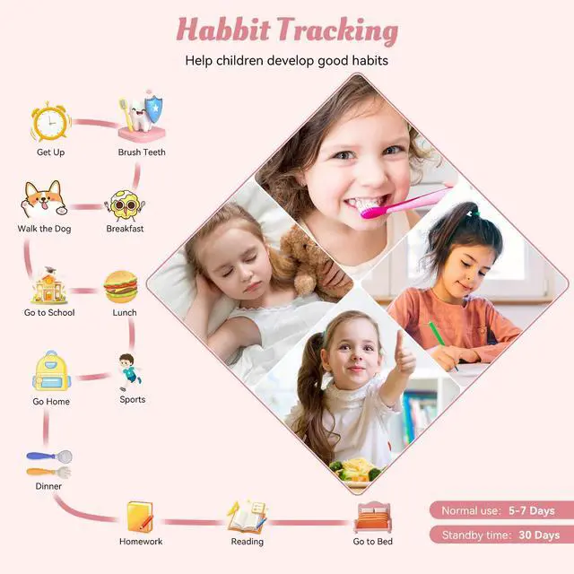 Alt view image 7 of 7 - Smart Watch for Kids, 12 Puzzle Games HD Touch Screen Watches, Step Counter, Heart Rate and Sleep Monitor, Flashlight, 12/24 hr Educational Toys Birthday Gifts for Girls Ages 6-12 (Pink)