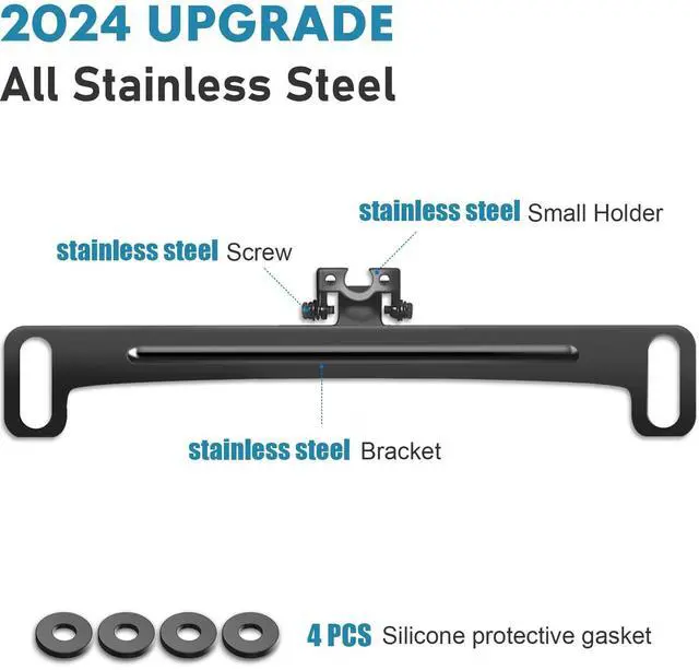 Alt view image 3 of 7 - Universal Car Rear View Camera License Plate Bracket, Upgraded Full Stainless Steel Backup Camera Mount, Dash Cam Mirror Accessory, Only Installation Holder