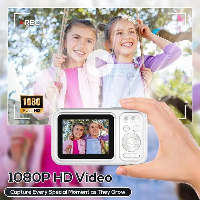 Alt view image 3 of 7 - Digital Camera for Kids, 48MP FHD 1080P Point and Shoot Digital Cameras with 16X Zoom Anti-Shake, Compact Portable Cameras for Photography, for Boys Girls Teens Beginners