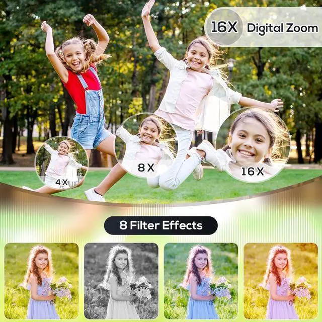 Alt view image 4 of 7 - Digital Camera for Kids, 48MP FHD 1080P Point and Shoot Digital Cameras with 16X Zoom Anti-Shake, Compact Portable Cameras for Photography, for Boys Girls Teens Beginners